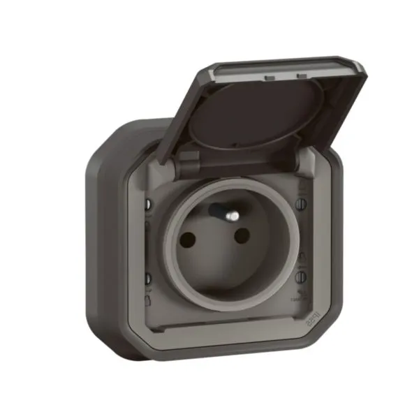 Legrand - Plexo L - Prise de courant 2P+T - 16A - Encastré - Anthracite - IP55/IK08 - 069860L