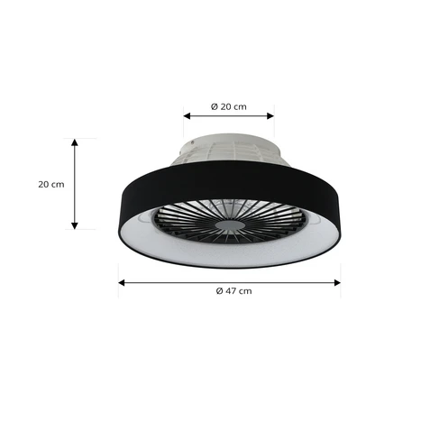Lindby Ventilateur de plafond LED Mace, noir, silencieux, Ø 47 cm 2