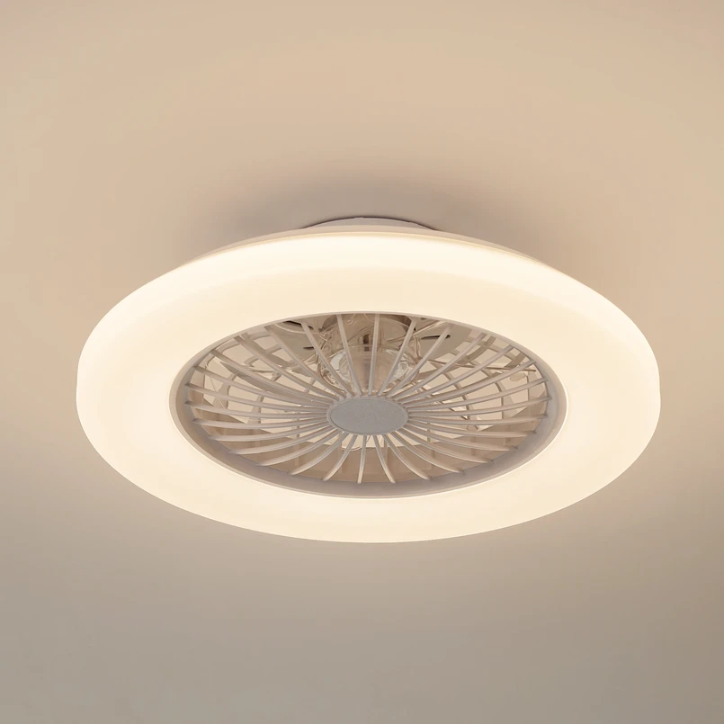Ventilateur de plafond LED Lindby Vedin, blanc, DC, Ø 49 cm, CCT