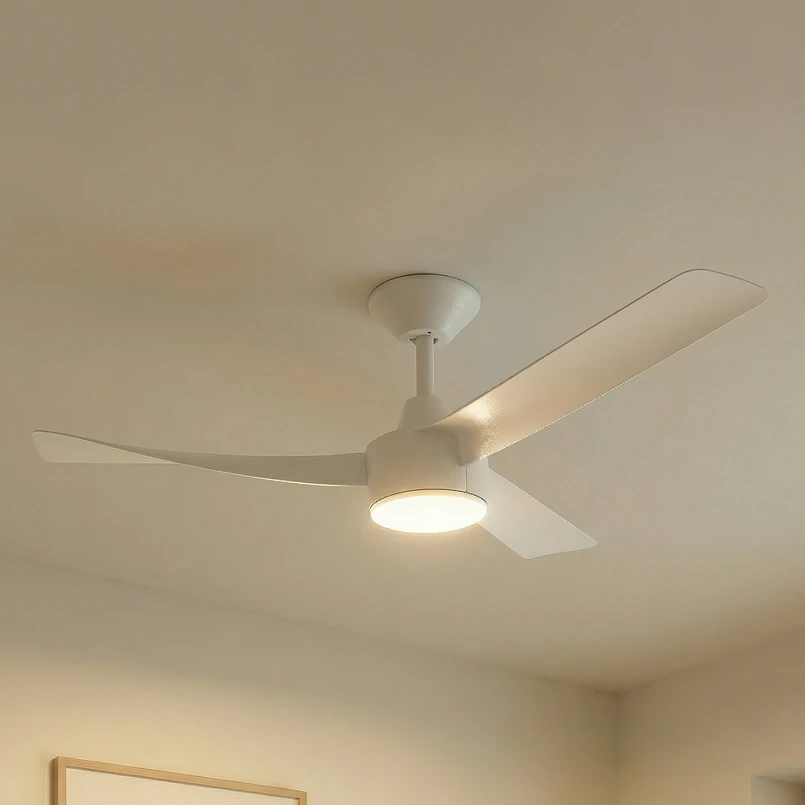 Ventilateur de plafond LED Lucande Airona, blanc, courant continu, silencieux,