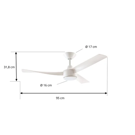 Ventilateur de plafond LED Lucande Airona, blanc, courant continu, silencieux, 2