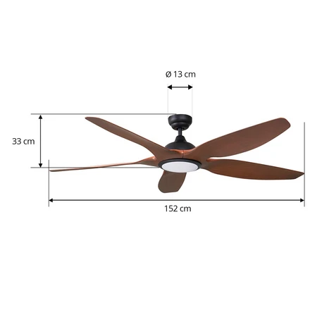 Ventilateur de plafond LED Lucande Omendo, noir, courant continu, silencieux, 2