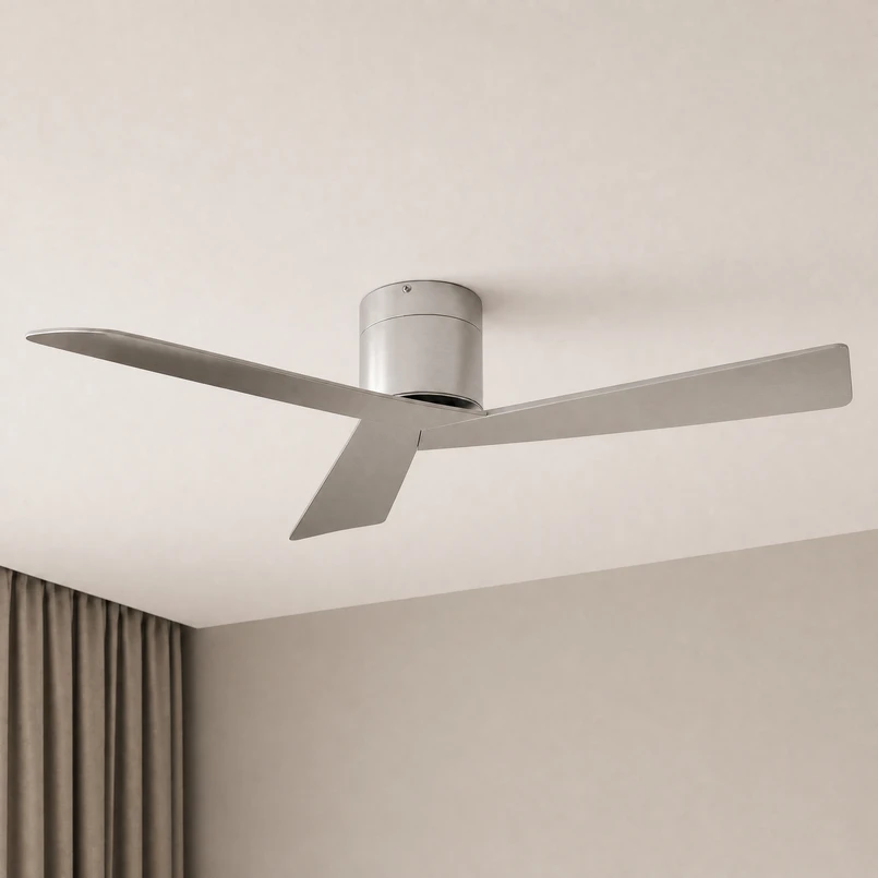 Ventilateur de plafond Lucande Ventoro, Ø 132 cm, argent, métal