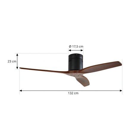 Ventilateur de plafond Lucande Vindur, noir, bois, courant continu, silencieux 2