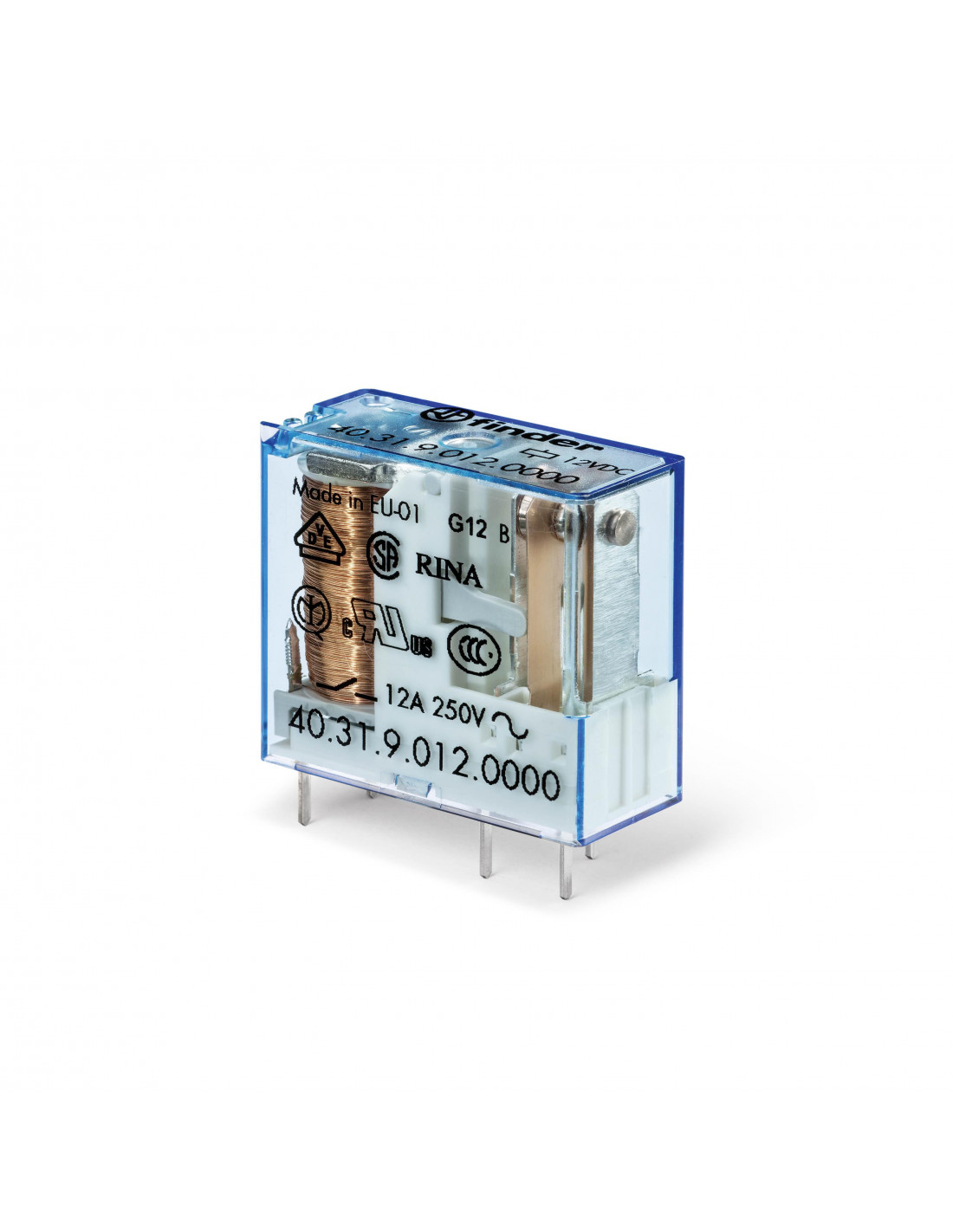 Relais circuit imprimé 1RT 12A 12V DC AgNi FINDER 403190120000PAC