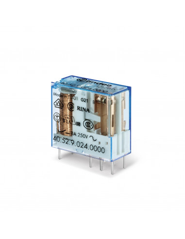 Relais circuit imprimé 2RT 8A 24V DC AgNi FINDER 405290240000PAC