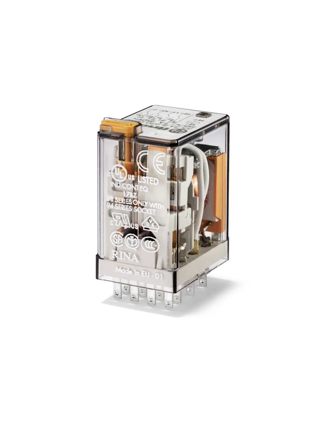 Relais industriel 4RT 7A 24V AC bouton test et indicateur mécanique FINDER 553480240040