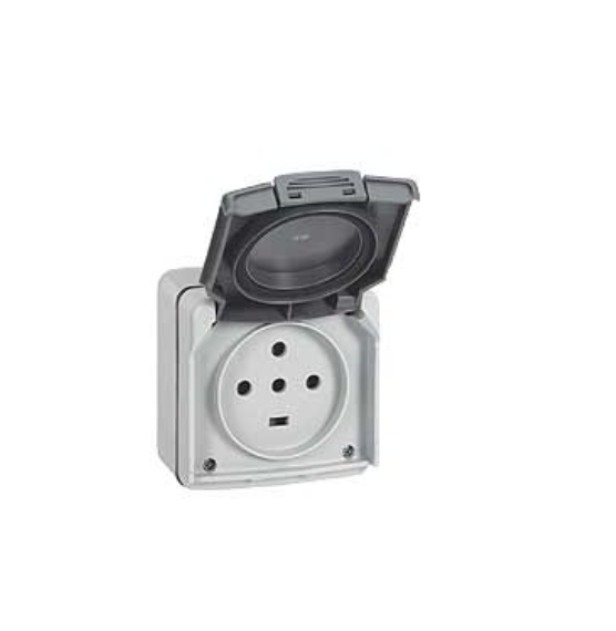 Prise étanche 3P+T 20A Plexo complet IP55 saillie - gris LEGRAND 91656