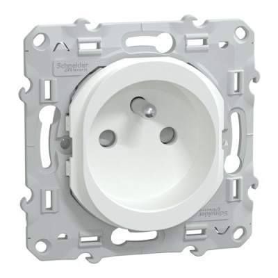 Schneider  Ovalis  prise de courant à puits 2P+T 16A  bornes automatiques  Blanc