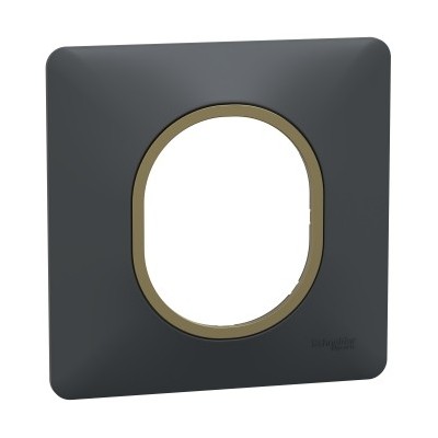 Schneider - Ovalis - Plaque de finition - 1 poste Anthracite bague effet Laiton