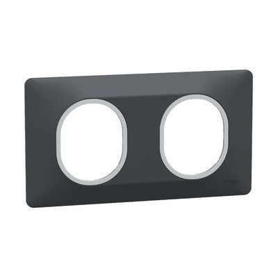 Schneider - Ovalis - plaque de finition - 2 postes hor - 71mm - anthracite - argent chromé