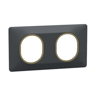 Schneider - Ovalis - plaque de finition - 2 postes horizontal - 71mm - anthracite - laiton
