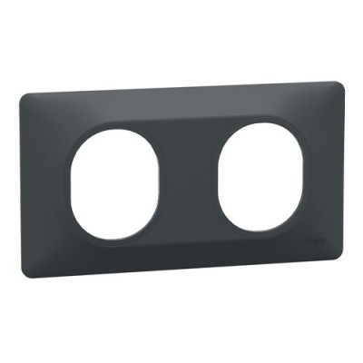 Schneider - Ovalis - Plaque de finition - 2 postes Horizontal - entraxe 71 mm - Anthracite