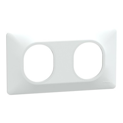 Schneider - Ovalis - Plaque de finition - 2 postes Horizontal - entraxe 71 mm - Blanc