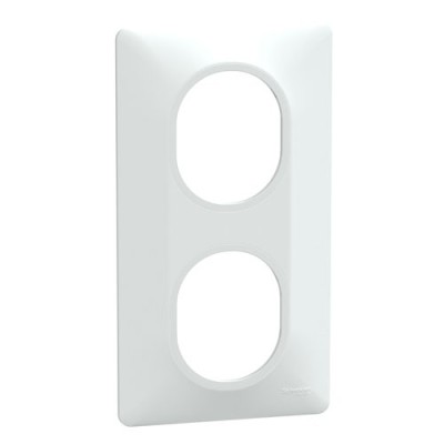 Schneider - Ovalis - Plaque de finition - 2 postes Vertical - entraxe 71 mm - Blanc