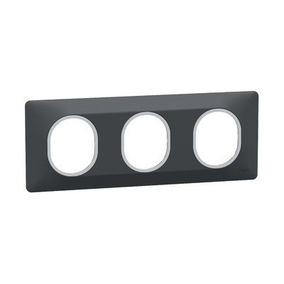 Schneider - Ovalis - plaque de finition - 3 postes hor - 71mm - anthracite - argent chromé