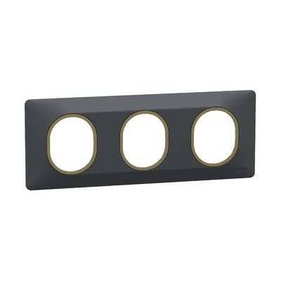 Schneider - Ovalis - plaque de finition - 3 postes horizontal - 71mm - anthracite - laiton