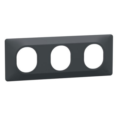 Schneider - Ovalis - Plaque de finition - 3 postes Horizontal - entraxe 71 mm - Anthracite
