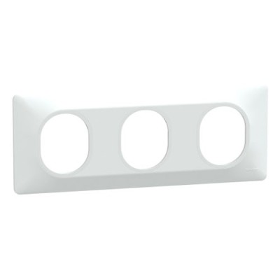 Schneider - Ovalis - Plaque de finition - 3 postes Horizontal - entraxe 71 mm - Blanc