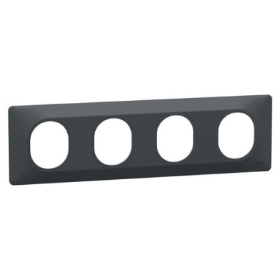 Schneider - Ovalis - Plaque de finition - 4 postes Horizontal - entraxe 71 mm - Anthracite