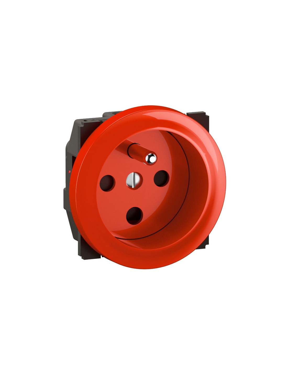 Prise 2P+T 16A 250V à détrompage Céliane avec enjoliveur rouge