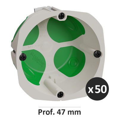 Schneider Multifix Air Boîtes d'encastrement étanches à l'air - 1 poste - Prof. 47mm LOT 50