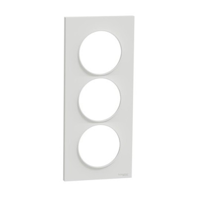 Odace Styl - plaque - blanc - 3 postes verticaux entraxe 57mm