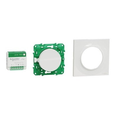 Odace sans fil sans pile - Kit actionneur micro + inter + plaque Styl - blanc Schneider