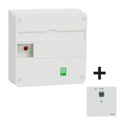 Schneider - Resi9 Coffret VDI 13M1R - grade 2TV basique - 4xRJ45 cat6 et prise RJ45