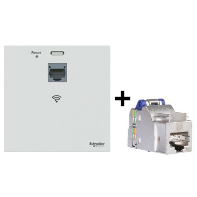 Schneider Resi9 Connect - Point d'accès WiFi + Connecteur RJ45 - Pack Réseau mural complet Cat 6A - 1gbit