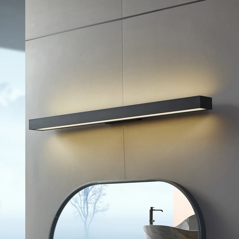 Lucande, applique pour miroir LED Zafira, noir, aluminium, 90 cm, IP44
