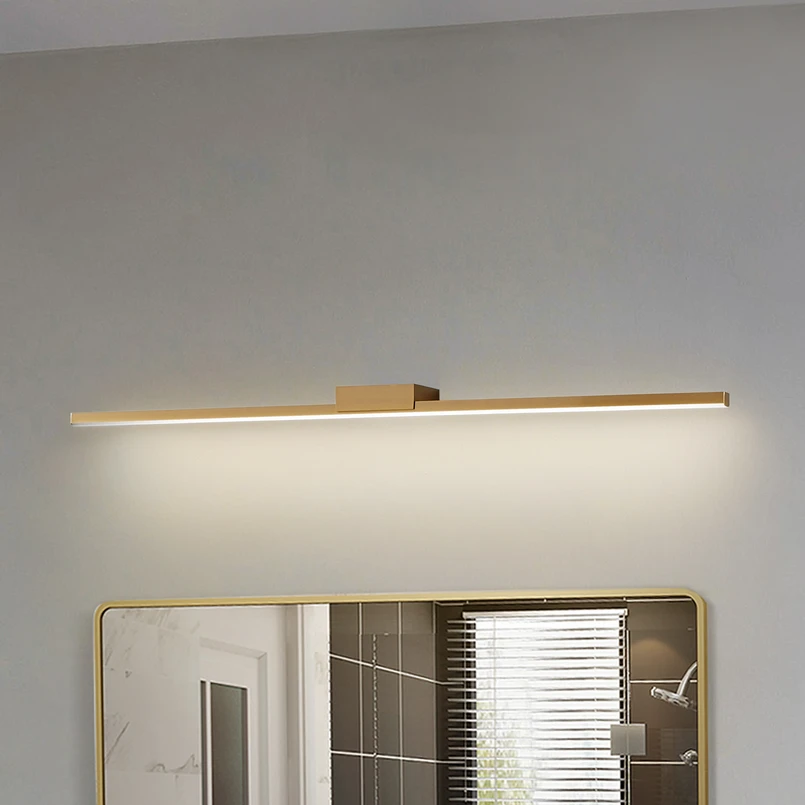 Lucande, applique pour miroir LED Kivana, cuivre, métal, 90 cm, IP44