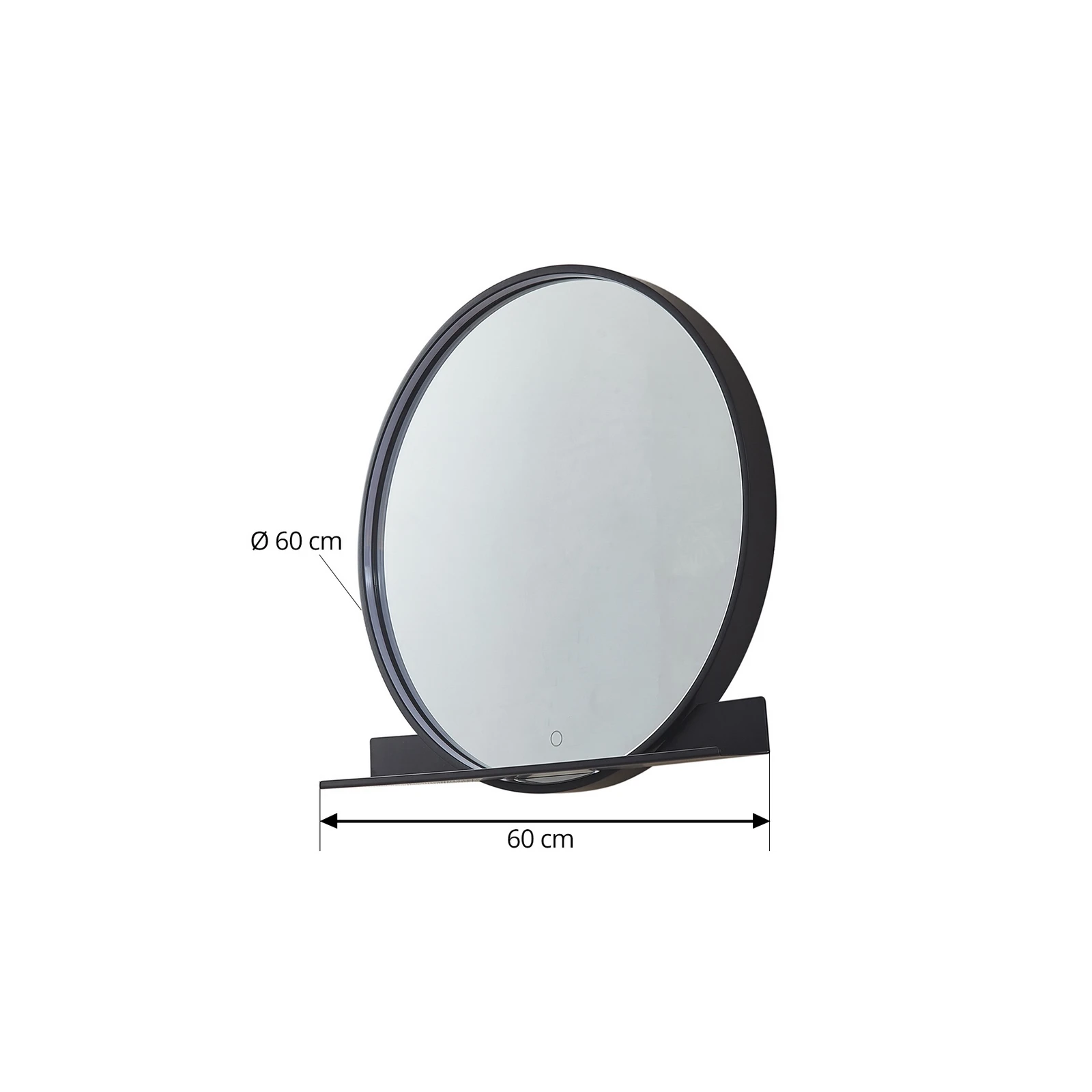 Lucande miroir LED Miren, noir, aluminium, CCT, tablette 2