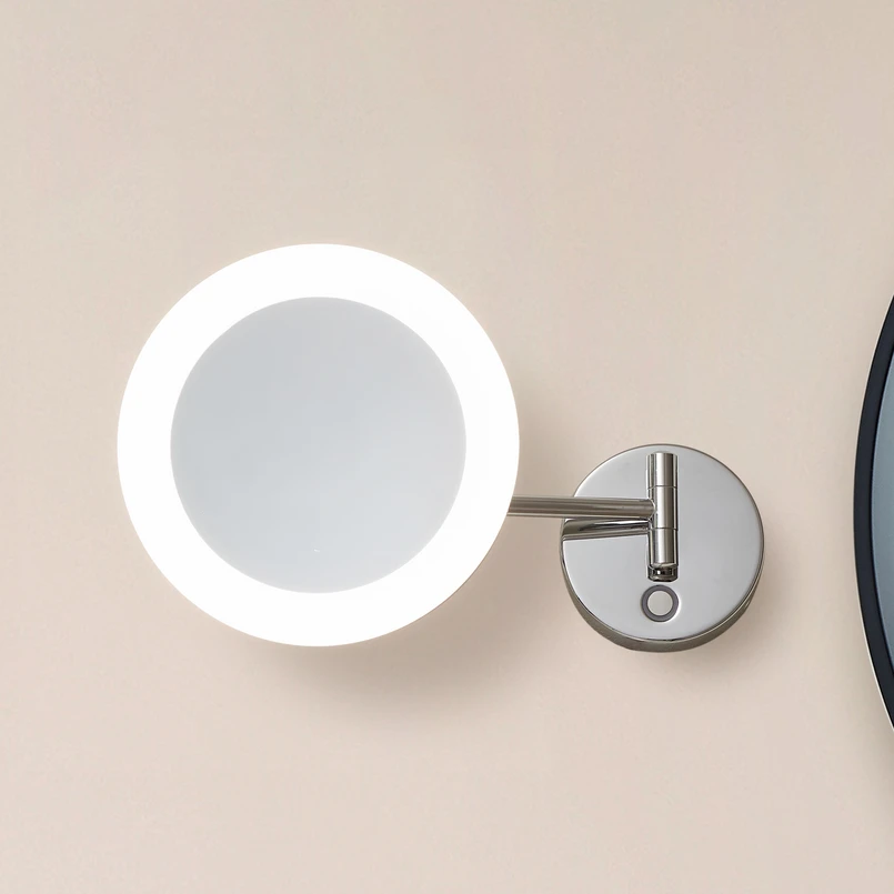 Lucande miroir cosmétique LED Fyria, chrome, acier, CCT