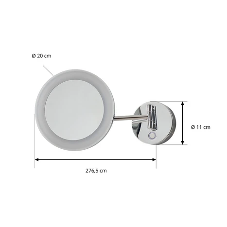 Lucande miroir cosmétique LED Fyria, chrome, acier, CCT 2