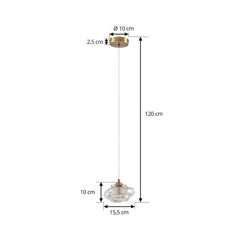 Lindby suspension Piatra, ambre/laiton, verre, Ø 16 cm, G9 2