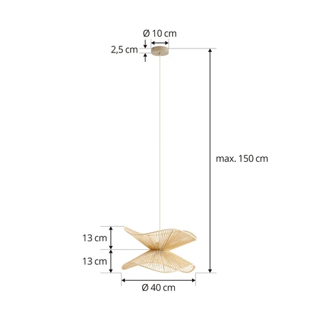 Lindby suspension Valdorin, beige, papier, Ø 40 cm, E27 2