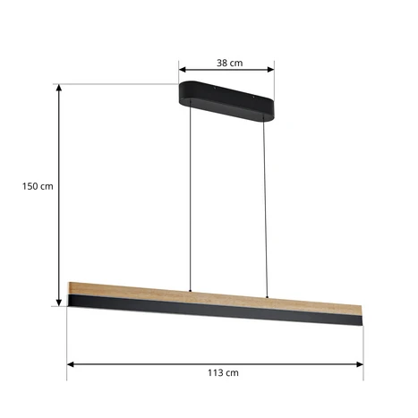 Suspension LED Lucande Holven, bois, CCT, longueur 113 cm 3