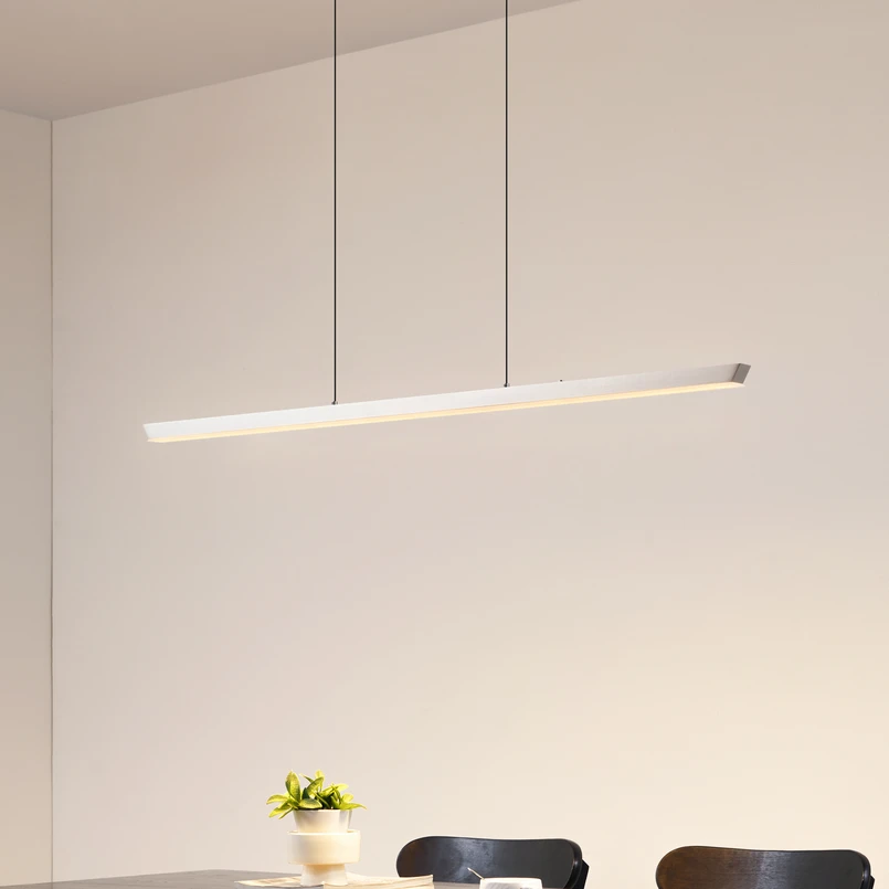 Suspension LED Lucande Solvar, 117 cm, argent, CCT, à intensité variable