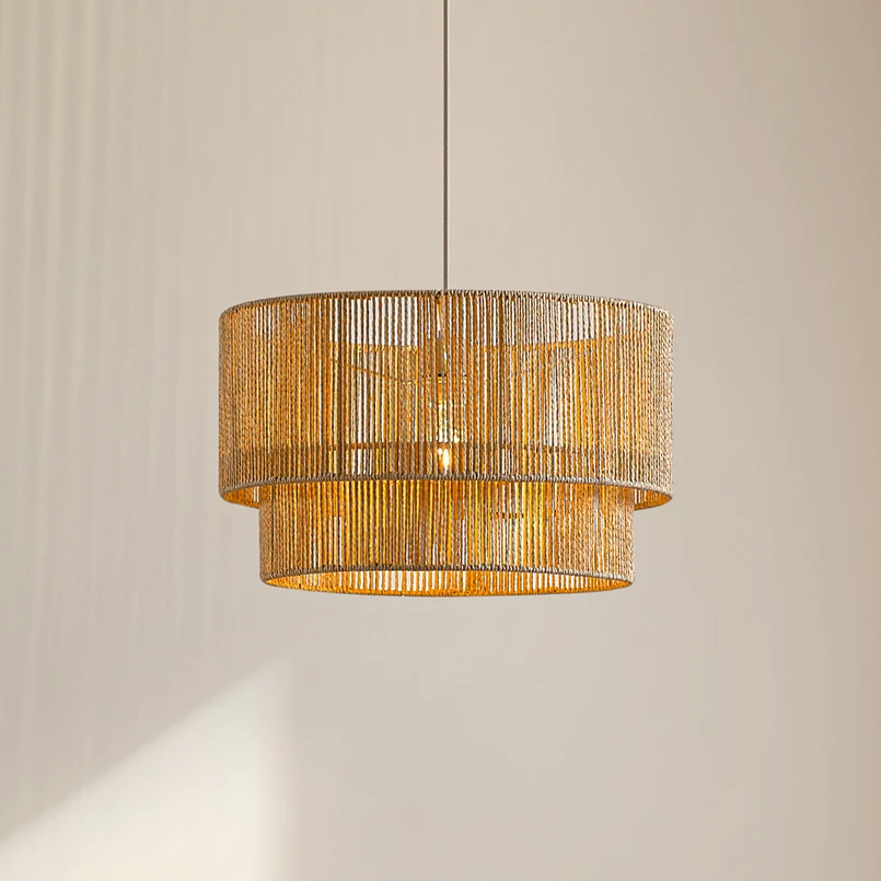 Suspension Lindby Anuva, Ø 45 cm, beige, papier, E27