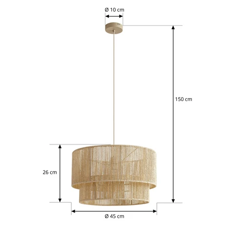 Suspension Lindby Anuva, Ø 45 cm, beige, papier, E27 2