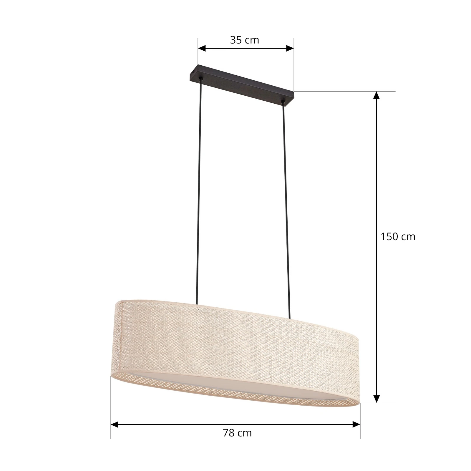 Suspension Lindby Soula, 78 cm, beige, plastique, E27 2