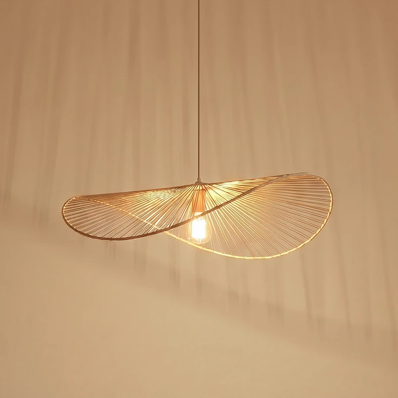 Suspension Lindby Valdorin, beige, papier, longueur 75 cm