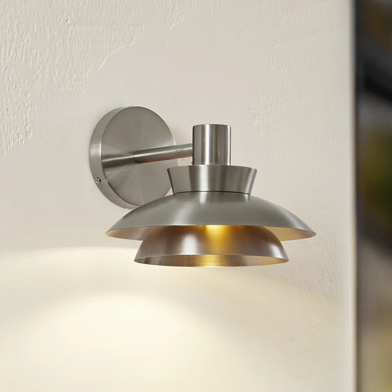 Lucande applique d'extérieur Thais, acier inoxydable, Ø25cm