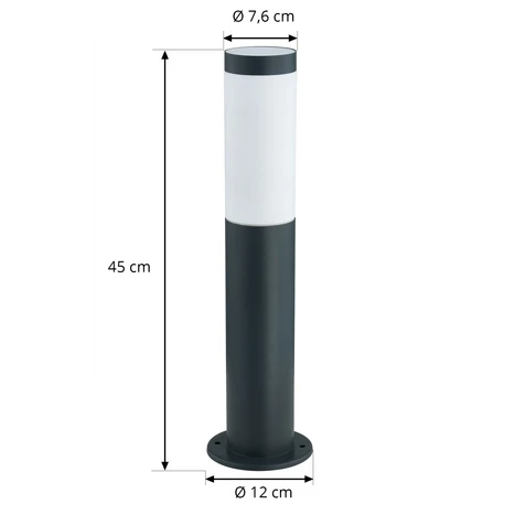Lampe pour socle Lindby Statius, 45 cm, anthracite/opale, acier inoxydable 2