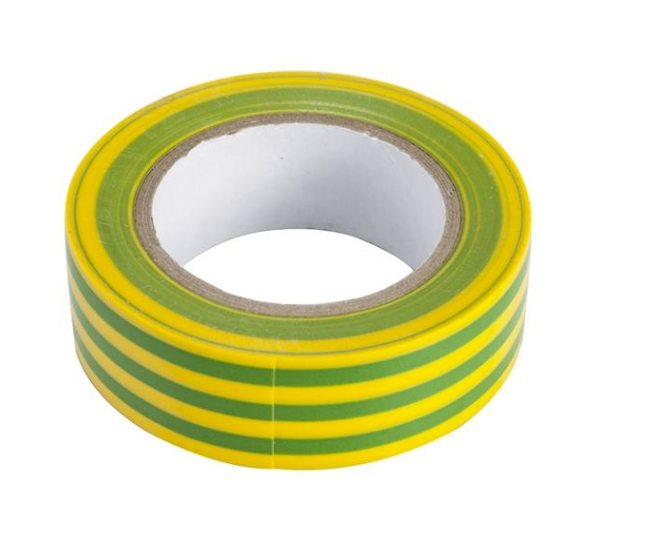 Ruban d'isolation électrique Vert/Jaune 15mm x 10m