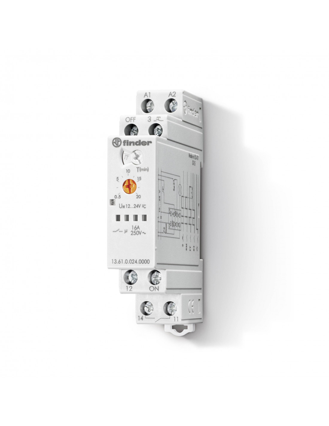 Télérupteur électronique modulaire 1 inverseur 16A 24VAC DC multifonction FINDER 136100240000PAS
