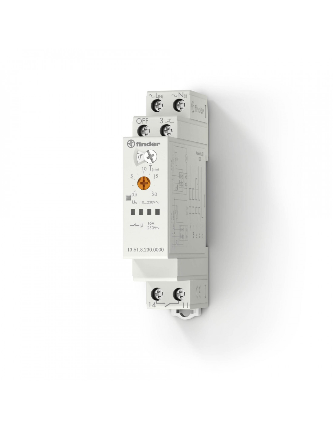 Télérupteur électronique modulaire 1NO 16A 230V AC multifonctIon FINDER 136182300000PAS
