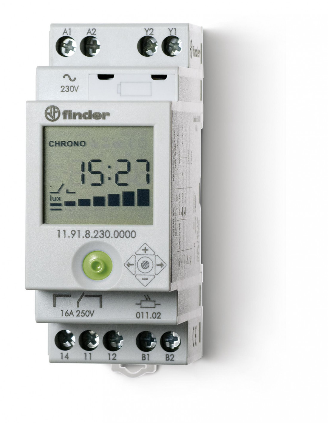 Crépusculaire + horloge journalière 1 inverseur 16A 230V AC FINDER 119182300000PAS