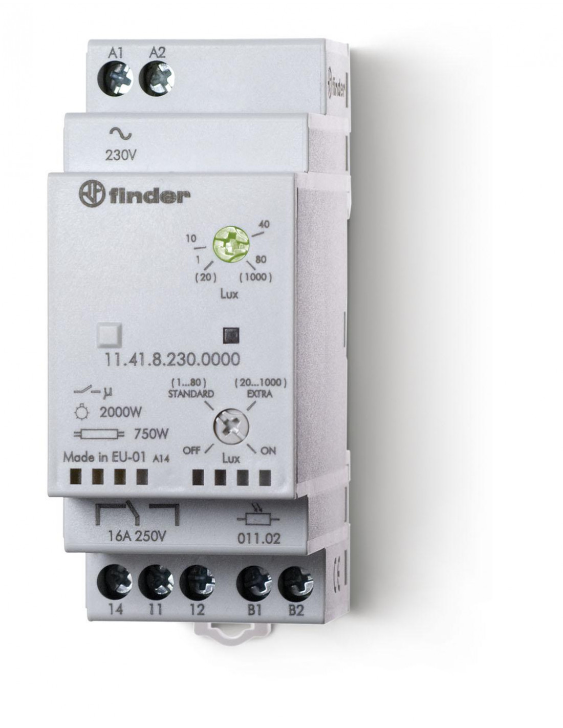 Crépusculaire 1 inverseur 16A 230V AC Hystérésis 0 FINDER 114182300000PAS